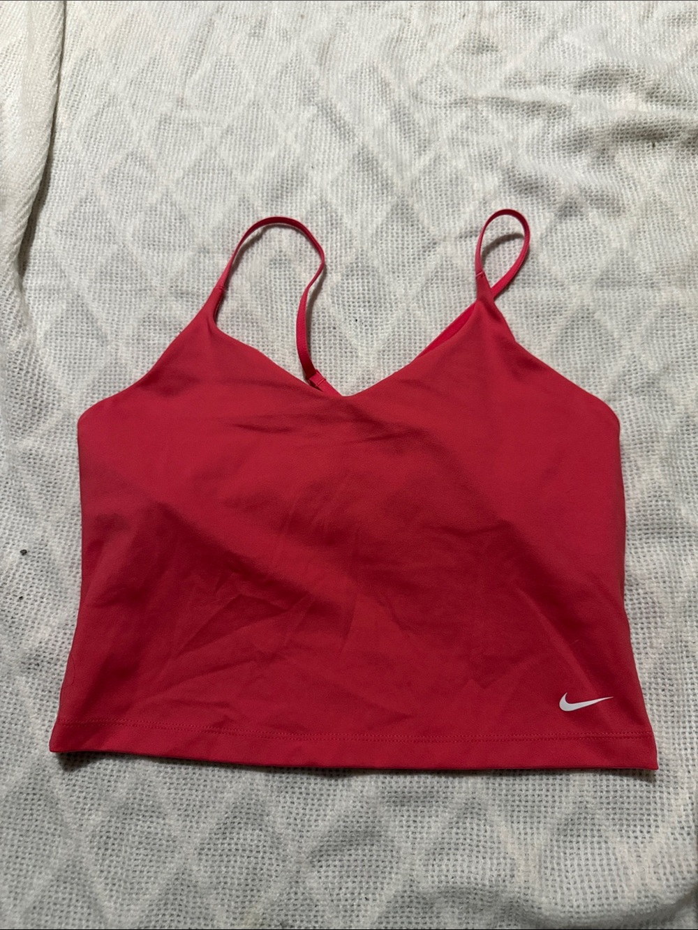 Nike Pink-Red Coral colored Cropped Tank with Spaghetti Straps
